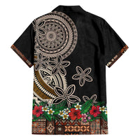Samoa Siapo Polynesian Art Family Matching Summer Maxi Dress and Hawaiian Shirt Tropical Flowers and Tatau Pattern Brown