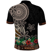 Samoa Siapo Polynesian Art Polo Shirt Tropical Flowers and Tatau Pattern Brown