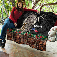 Samoa Siapo Polynesian Art Quilt Tropical Flowers and Tatau Pattern Brown