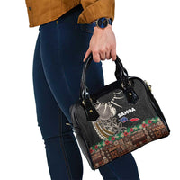 Samoa Siapo Polynesian Art Shoulder Handbag Tropical Flowers and Tatau Pattern Brown LT03 - Polynesian Pride