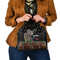 Samoa Siapo Polynesian Art Shoulder Handbag Tropical Flowers and Tatau Pattern Brown LT03 - Polynesian Pride