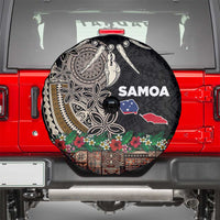 Samoa Siapo Polynesian Art Spare Tire Cover Tropical Flowers and Tatau Pattern Brown