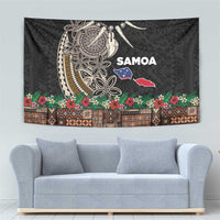Samoa Siapo Polynesian Art Tapestry Tropical Flowers and Tatau Pattern Brown LT03 - Polynesian Pride