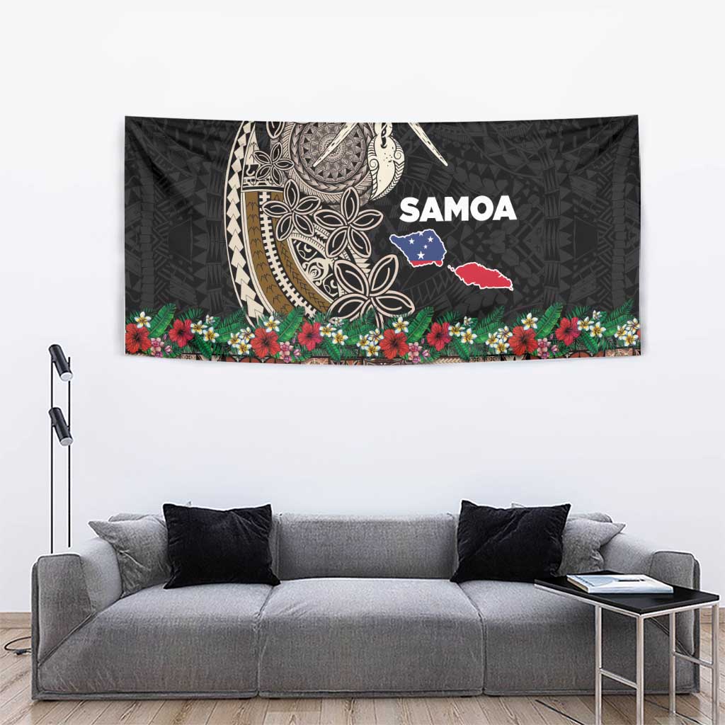 Samoa Siapo Polynesian Art Tapestry Tropical Flowers and Tatau Pattern Brown LT03 - Polynesian Pride