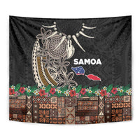 Samoa Siapo Polynesian Art Tapestry Tropical Flowers and Tatau Pattern Brown LT03 - Polynesian Pride