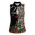 Samoa Siapo Polynesian Art Women Sleeveless Polo Shirt Tropical Flowers and Tatau Pattern Brown