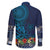 Samoa Siapo Polynesian Art Family Matching Off Shoulder Maxi Dress and Hawaiian Shirt Tropical Flowers and Tatau Pattern Navy
