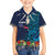 Samoa Siapo Polynesian Art Family Matching Off Shoulder Maxi Dress and Hawaiian Shirt Tropical Flowers and Tatau Pattern Navy