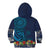 Samoa Siapo Polynesian Art Kid Hoodie Tropical Flowers and Tatau Pattern Navy