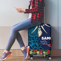 Samoa Siapo Polynesian Art Luggage Cover Tropical Flowers and Tatau Pattern Navy LT03 - Polynesian Pride