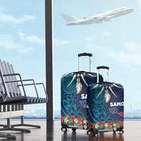 Samoa Siapo Polynesian Art Luggage Cover Tropical Flowers and Tatau Pattern Navy LT03 - Polynesian Pride