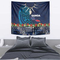 Samoa Siapo Polynesian Art Tapestry Tropical Flowers and Tatau Pattern Navy LT03 - Polynesian Pride