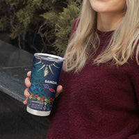 Samoa Siapo Polynesian Art Tumbler Cup Tropical Flowers and Tatau Pattern Navy LT03 - Polynesian Pride