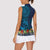 Samoa Siapo Polynesian Art Women Sleeveless Polo Shirt Tropical Flowers and Tatau Pattern Navy