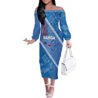 Samoa Independence Day Family Matching Off The Shoulder Long Sleeve Dress and Hawaiian Shirt Anniversary 63th-Siapo Art