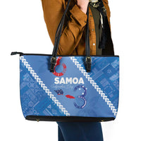 Samoa Independence Day Leather Tote Bag Anniversary 63th-Siapo Art