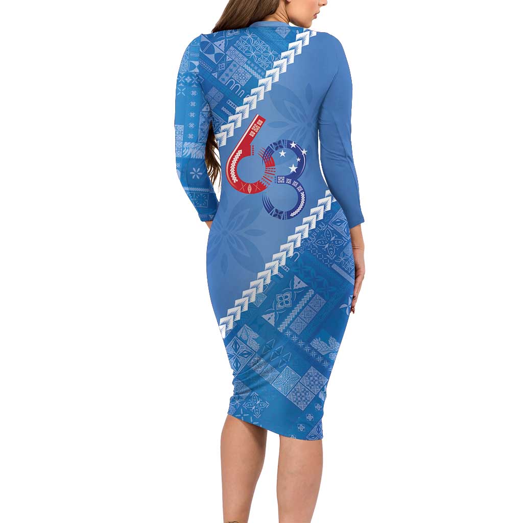 Samoa Independence Day Long Sleeve Bodycon Dress Anniversary 63th-Siapo Art