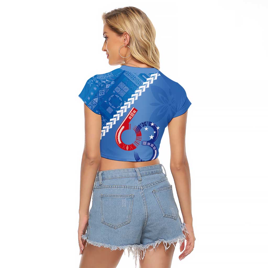 Samoa Independence Day Raglan Cropped T Shirt Anniversary 63th-Siapo Art LT03 - Polynesian Pride