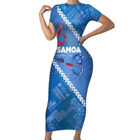 Samoa Independence Day Short Sleeve Bodycon Dress Anniversary 63th-Siapo Art