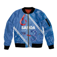 Samoa Independence Day Sleeve Zip Bomber Jacket Anniversary 63th-Siapo Art LT03 Unisex Blue - Polynesian Pride