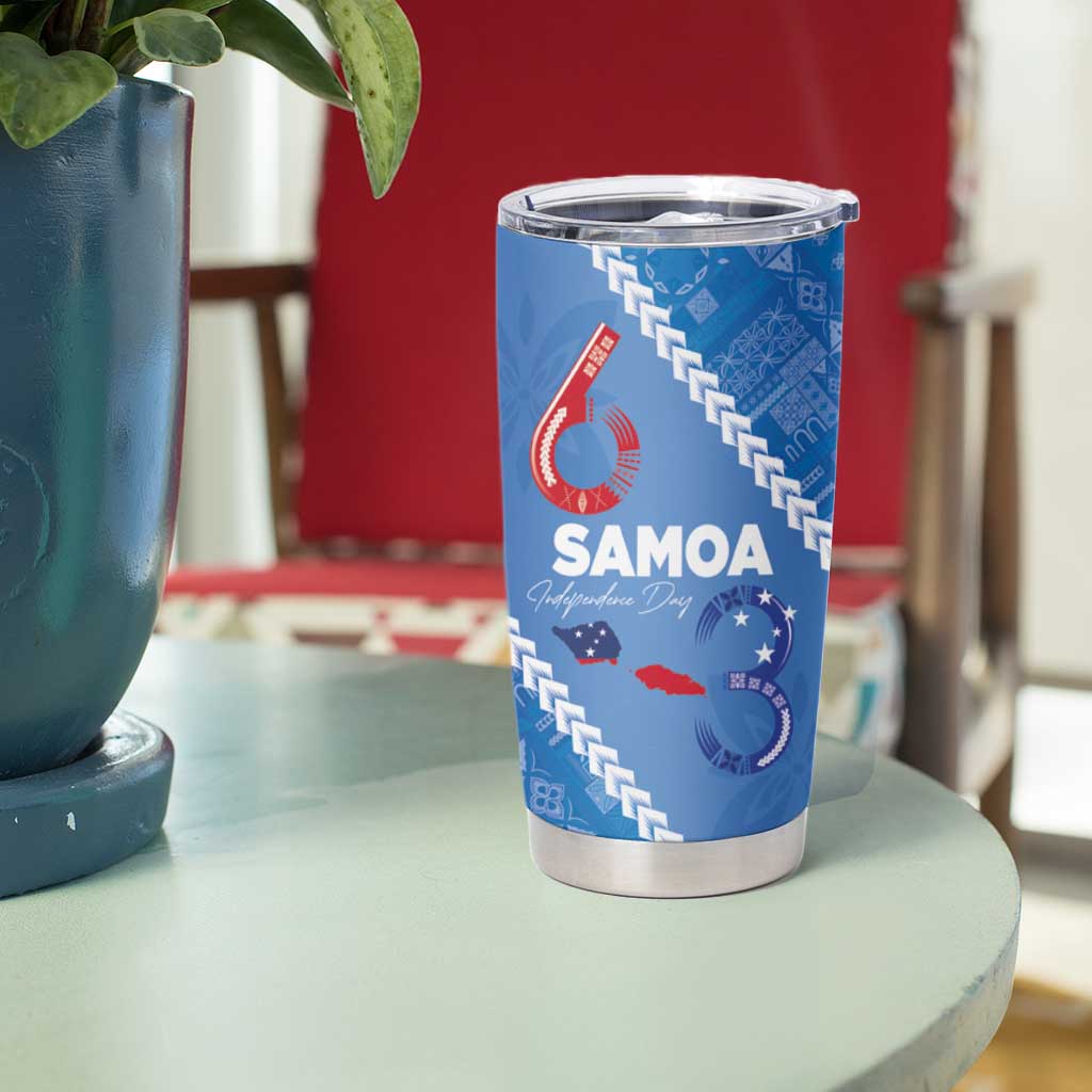 Samoa Independence Day Tumbler Cup Anniversary 63th-Siapo Art LT03 - Polynesian Pride