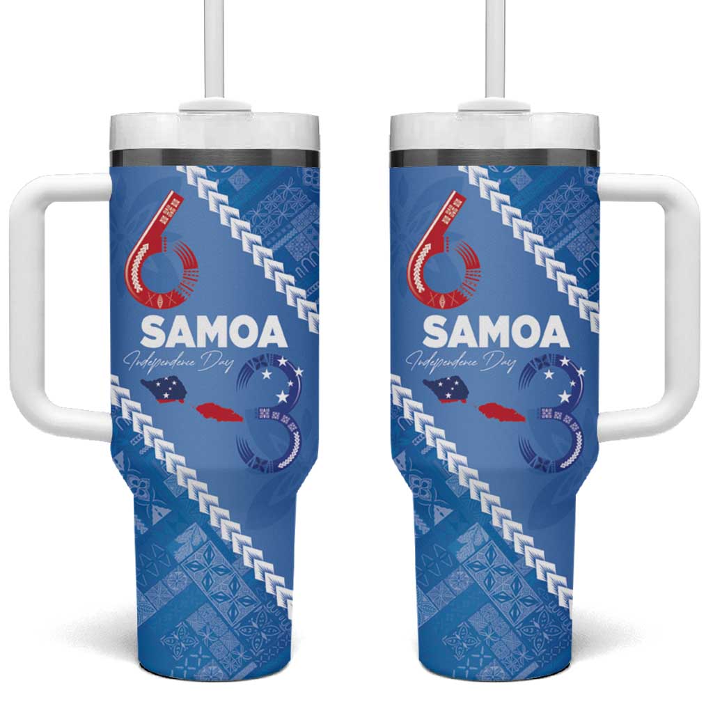 Samoa Independence Day Tumbler With Handle Anniversary 63th-Siapo Art