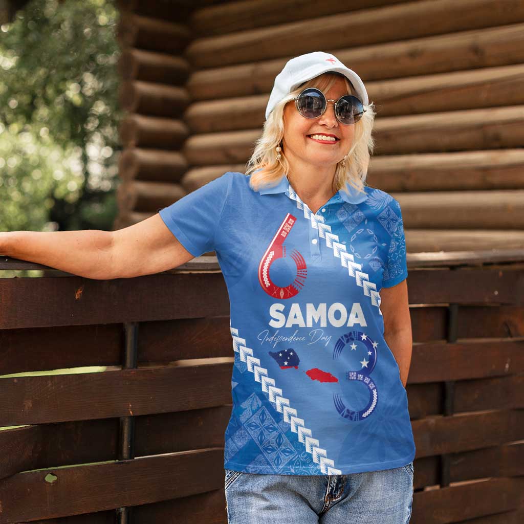 Samoa Independence Day Women Polo Shirt Anniversary 63th-Siapo Art