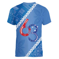 Samoa Independence Day Women V-Neck T-Shirt Anniversary 63th-Siapo Art LT03 - Polynesian Pride