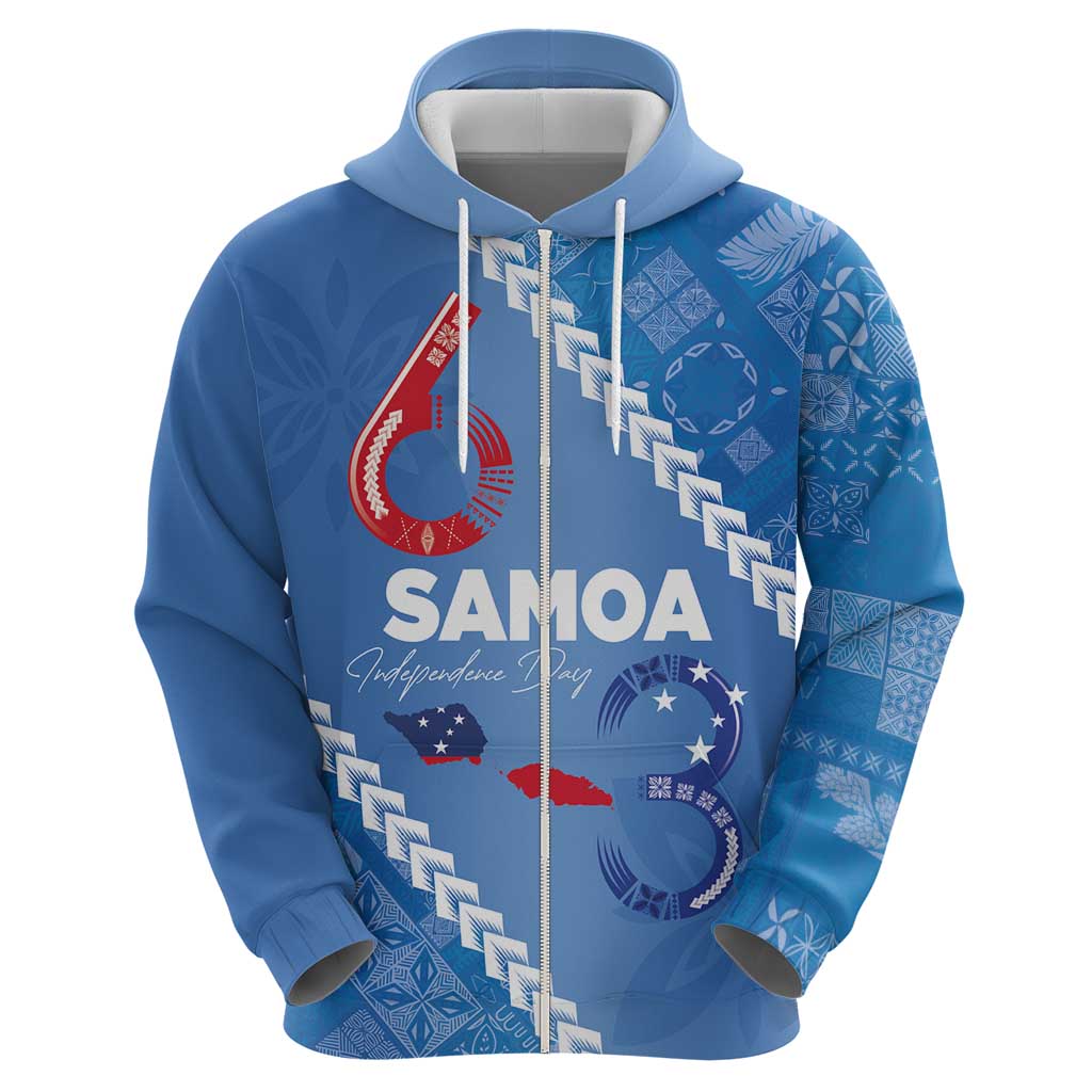 Samoa Independence Day Zip Hoodie Anniversary 63th-Siapo Art LT03 - Polynesian Pride