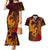Hawaiian Volcano and Shark Couples Matching Mermaid Dress and Hawaiian Shirt Polynesian and Hibiscus Pattern Lava Color
