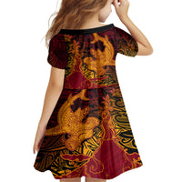 Hawaiian Volcano and Shark Family Matching Long Sleeve Bodycon Dress and Hawaiian Shirt Polynesian and Hibiscus Pattern Lava Color LT03 - Polynesian Pride