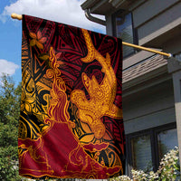 Hawaiian Volcano and Shark Garden Flag Polynesian and Hibiscus Pattern Lava Color LT03 - Polynesian Pride