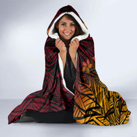 Hawaiian Volcano and Shark Hooded Blanket Polynesian and Hibiscus Pattern Lava Color LT03 - Polynesian Pride