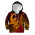Hawaiian Volcano and Shark Kid Hoodie Polynesian and Hibiscus Pattern Lava Color