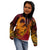 Hawaiian Volcano and Shark Kid Hoodie Polynesian and Hibiscus Pattern Lava Color