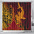 Hawaiian Volcano and Shark Shower Curtain Polynesian and Hibiscus Pattern Lava Color