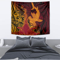 Hawaiian Volcano and Shark Tapestry Polynesian and Hibiscus Pattern Lava Color LT03 - Polynesian Pride