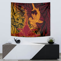 Hawaiian Volcano and Shark Tapestry Polynesian and Hibiscus Pattern Lava Color LT03 - Polynesian Pride