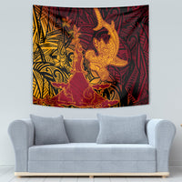 Hawaiian Volcano and Shark Tapestry Polynesian and Hibiscus Pattern Lava Color LT03 - Polynesian Pride