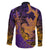 Hawaiian Volcano and Shark Family Matching Tank Maxi Dress and Hawaiian Shirt Polynesian and Hibiscus Pattern Purple Yellow Gradient
