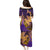 Hawaiian Volcano and Shark Puletasi Polynesian and Hibiscus Pattern Purple Yellow Gradient
