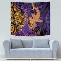Hawaiian Volcano and Shark Tapestry Polynesian and Hibiscus Pattern Purple Yellow Gradient LT03 - Polynesian Pride
