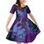 Hawaiian Volcano and Shark Family Matching Mermaid Dress and Hawaiian Shirt Polynesian and Hibiscus Pattern Violet Gradient