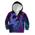 Hawaiian Volcano and Shark Kid Hoodie Polynesian and Hibiscus Pattern Violet Gradient