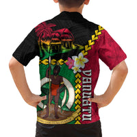 Vanuatu Nakamal and Plumeria Flowers Family Matching Off The Shoulder Long Sleeve Dress and Hawaiian Shirt Polynesian Pattern LT03 - Polynesian Pride
