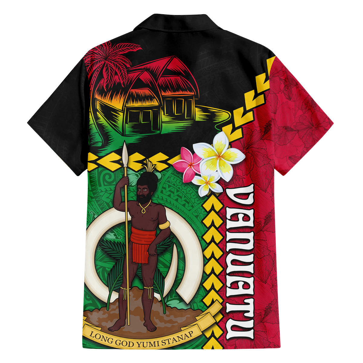 Vanuatu Nakamal and Plumeria Flowers Family Matching Tank Maxi Dress and Hawaiian Shirt Polynesian Pattern LT03 - Polynesian Pride