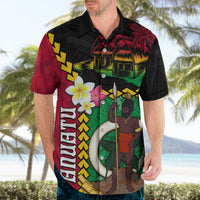 Vanuatu Nakamal and Plumeria Flowers Hawaiian Shirt Polynesian Pattern