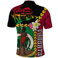 Vanuatu Nakamal and Plumeria Flowers Polo Shirt Polynesian Pattern