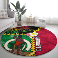 Vanuatu Nakamal and Plumeria Flowers Round Carpet Polynesian Pattern LT03 - Polynesian Pride