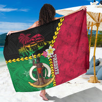 Vanuatu Nakamal and Plumeria Flowers Sarong Polynesian Pattern